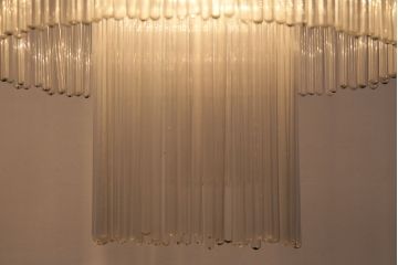 和製アンティーク　激レア品!ガラス管の煌めきが繊細な美しさを放つ、趣のあるシャンデリア(天井照明、吊り下げ照明)(R-049715)