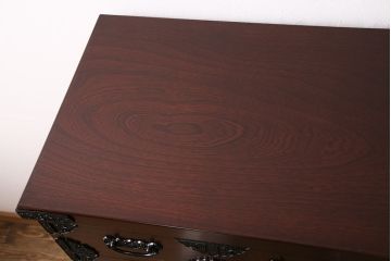 中古　展示未使用品　吉野民芸家具　ケヤキ材　杢目が目を引く、和の趣あふれる衣装箪笥(収納タンス、引き出し、チェスト)(R-049722)