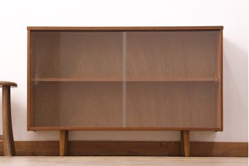 ヴィンテージ家具　イギリス　チーク材　シンプルで洗練されたデザインがおしゃれなブックケース(リビングボード、キャビネット、飾り棚、ビンテージ)(R-049733)