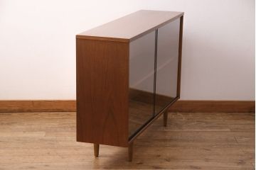 ヴィンテージ家具　イギリス　チーク材　シンプルで洗練されたデザインがおしゃれなブックケース(リビングボード、キャビネット、飾り棚、ビンテージ)(R-049733)