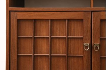 ヴィンテージ家具　イギリス　チーク材　木目の美しさとスタイリッシュなデザインが魅力のビューローキャビネット(ライティングビューロー、収納棚、戸棚、ビンテージ)(R-049734)