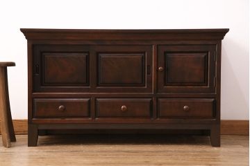 中古　美品　松本民芸家具　脚付きリメイク　和モダンな空間づくりにおすすめのローチェスト(サイドボード、引き出し、ローボード)(R-049735)