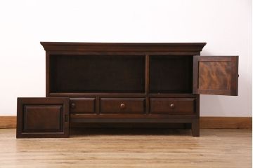 中古　美品　松本民芸家具　脚付きリメイク　和モダンな空間づくりにおすすめのローチェスト(サイドボード、引き出し、ローボード)(R-049735)