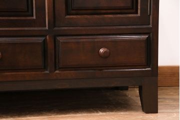 中古　美品　松本民芸家具　脚付きリメイク　和モダンな空間づくりにおすすめのローチェスト(サイドボード、引き出し、ローボード)(R-049735)