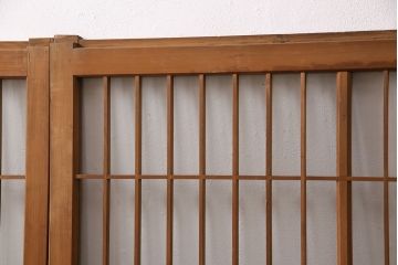 アンティーク建具　ガラス入り格子戸4枚セット(引き戸、窓、ガラス戸)(R-049739)