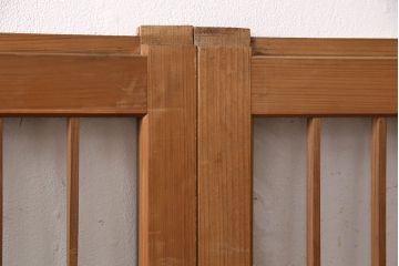 アンティーク建具　ガラス入り格子戸4枚セット(引き戸、窓、ガラス戸)(R-049739)