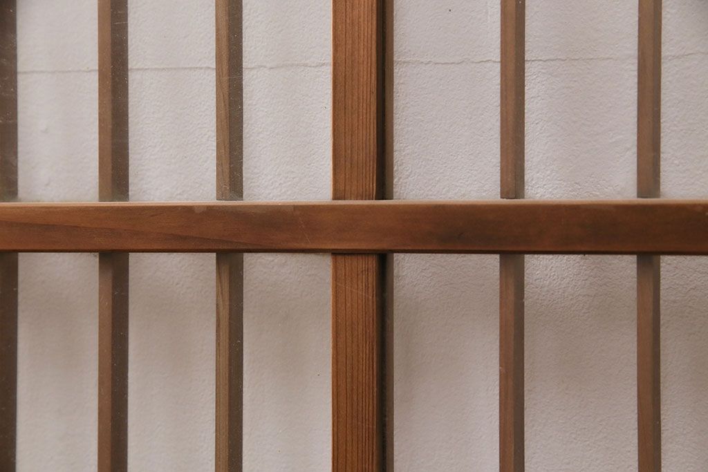 アンティーク建具　ガラス入り格子戸4枚セット(引き戸、窓、ガラス戸)(R-049739)