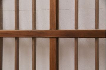 アンティーク建具　ガラス入り格子戸4枚セット(引き戸、窓、ガラス戸)(R-049739)