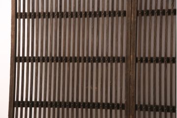 アンティーク建具　和製アンティーク　ガラス入り格子戸2枚セット(引き戸、玄関戸、建具)(R-049740)