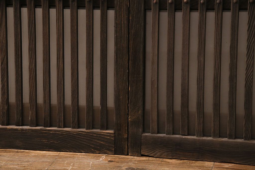 アンティーク建具　和製アンティーク　ガラス入り格子戸4枚セット(引き戸、建具)(R-049741)