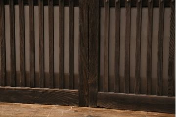 アンティーク建具　和製アンティーク　ガラス入り格子戸4枚セット(引き戸、建具)(R-049741)
