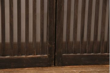 アンティーク建具　和製アンティーク　ガラス入り格子戸4枚セット(引き戸、建具)(R-049741)