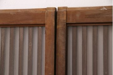 アンティーク建具　和製アンティーク　ガラス入り格子戸4枚セット(引き戸、建具)(R-049741)