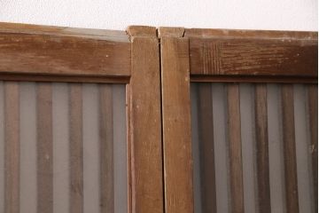 アンティーク建具　和製アンティーク　ガラス入り格子戸4枚セット(引き戸、建具)(R-049741)