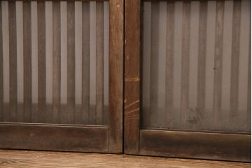 アンティーク建具　和製アンティーク　ガラス入り格子戸4枚セット(引き戸、建具)(R-049741)