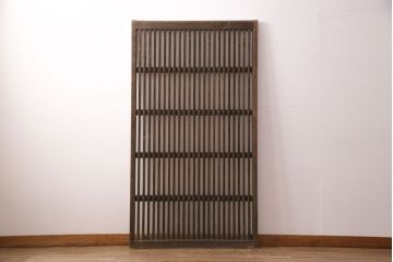 アンティーク建具　和製アンティーク　ガラス入り格子戸1枚(引き戸、玄関戸、建具)(R-049742)