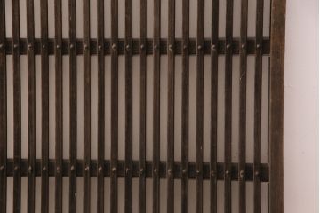 アンティーク建具　和製アンティーク　ガラス入り格子戸1枚(引き戸、玄関戸、建具)(R-049742)