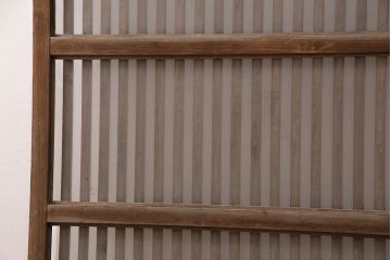 アンティーク建具　和製アンティーク　ガラス入り格子戸1枚(引き戸、玄関戸、建具)(R-049742)