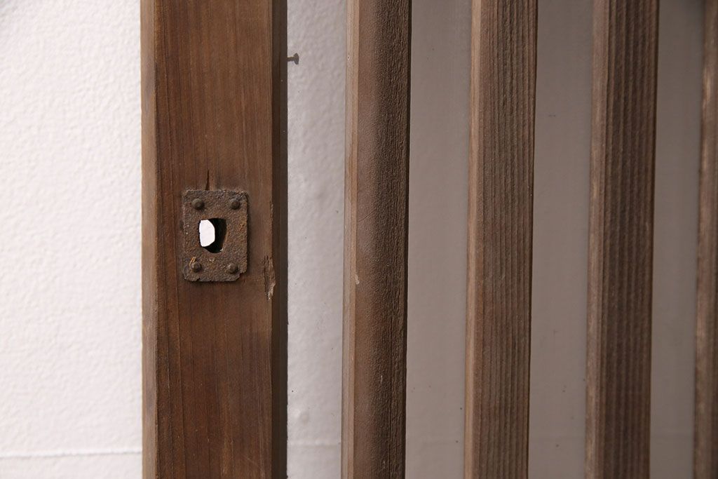 アンティーク建具　和製アンティーク　ガラス入り格子戸1枚(引き戸、玄関戸、建具)(R-049743)