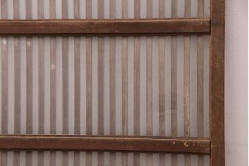 アンティーク建具　和製アンティーク　ガラス入り格子戸1枚(引き戸、玄関戸、建具)(R-049743)