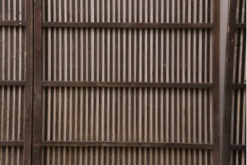 アンティーク建具　大正期　深みを増した木の風合いが味わい深い格子戸4枚セット(引き戸、建具)(R-049744)