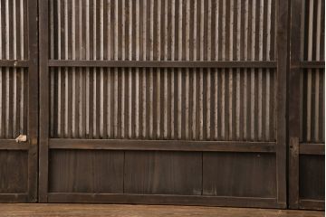 アンティーク建具　大正期　深みを増した木の風合いが味わい深い格子戸4枚セット(引き戸、建具)(R-049744)