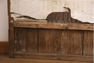 アンティーク建具　大正期　深みを増した木の風合いが味わい深い格子戸4枚セット(引き戸、建具)(R-049744)
