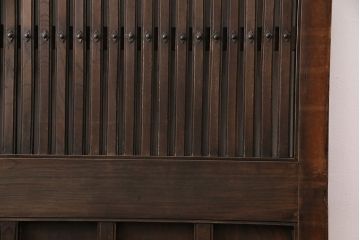 アンティーク建具　明治期　総欅材!　格子蔵戸(引き戸、玄関戸)(R-049745)