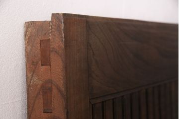アンティーク建具　明治期　総欅材!　格子蔵戸(引き戸、玄関戸)(R-049745)