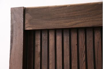 アンティーク建具　明治期　総欅材!　格子蔵戸(引き戸、玄関戸)(R-049745)