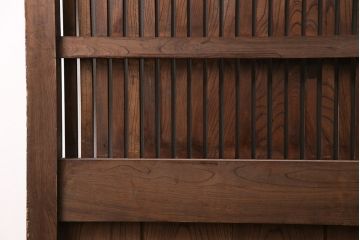 アンティーク建具　明治期　総欅材!　格子蔵戸(引き戸、玄関戸)(R-049745)