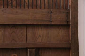 アンティーク建具　明治期　総欅材!　格子蔵戸(引き戸、玄関戸)(R-049745)