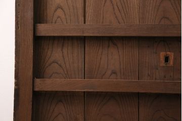 アンティーク建具　明治期　総欅材!　格子蔵戸(引き戸、玄関戸)(R-049745)
