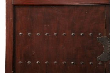 アンティーク建具　明治期　総欅材製の格子蔵戸(引き戸、玄関戸)(R-049746)