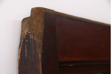 アンティーク建具　明治期　ヒノキ材　細かな格子がおしゃれな蔵戸(きつね格子、狐格子、格子入り蔵戸、引き戸、玄関戸、格子戸、マス目、升目)(R-049747)