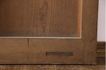 アンティーク建具　明治期　ヒノキ材　細かな格子がおしゃれな蔵戸(きつね格子、狐格子、格子入り蔵戸、引き戸、玄関戸、格子戸、マス目、升目)(R-049747)