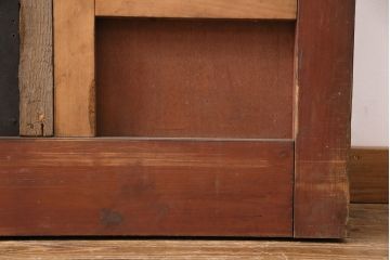 アンティーク建具　美品!　漆が美しい富山産の格子入り蔵戸(引き戸、玄関戸)(R-049748)