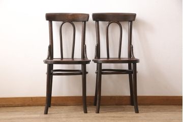 イギリスアンティーク　ベントウッドチェア2脚セット(椅子、ダイニングチェア、板座チェア)(R-049755)