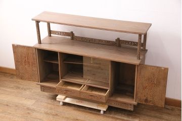 中古 民芸家具　高級杉材製　飾り棚(戸棚、茶棚、収納棚)(R-049761)