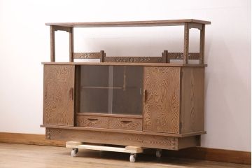中古 民芸家具　高級杉材製　飾り棚(戸棚、茶棚、収納棚)(R-049761)
