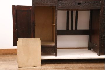 中古　伝統工芸　軽井沢彫り　桜の彫刻が美しいドレッサー(鏡台)(R-049778)