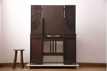 中古　伝統工芸　軽井沢彫り　桜の彫刻が美しいドレッサー(鏡台)(R-049778)