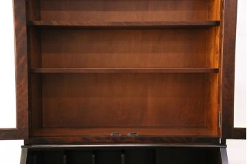 中古　北海道民芸家具　大人なワークスペース作りに活躍してくれるビューローブックケース(定価約38万円)(ライティングビューロー、机、在宅ワーク、在宅用本箱、収納棚、ワークデスク)(R-049781)