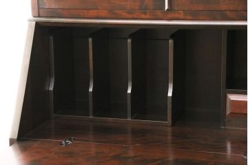 中古　北海道民芸家具　大人なワークスペース作りに活躍してくれるビューローブックケース(定価約38万円)(ライティングビューロー、机、在宅ワーク、在宅用本箱、収納棚、ワークデスク)(R-049781)