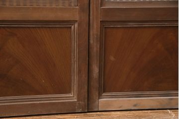 アンティーク建具　腰板ケヤキ材　ガラス入り格子戸4枚セット(引き戸、ガラス戸、建具)(R-049783)