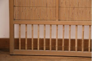 和製アンティーク　透かし彫りがおしゃれな御簾戸4枚セット(建具、簾戸、簀戸、葭戸、夏障子、すど、葦戸)(R-049784)
