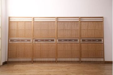和製アンティーク　透かし彫りがおしゃれな御簾戸4枚セット(建具、簾戸、簀戸、葭戸、夏障子、すど、葦戸)(R-049784)
