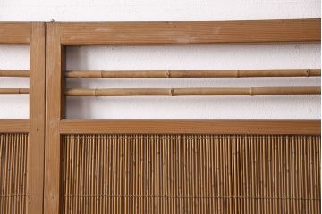 和製アンティーク　透かし彫りがおしゃれな御簾戸4枚セット(建具、簾戸、簀戸、葭戸、夏障子、すど、葦戸)(R-049784)