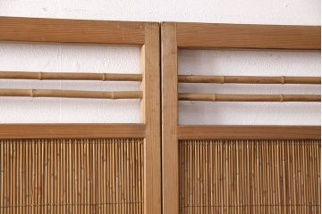 和製アンティーク　透かし彫りがおしゃれな御簾戸4枚セット(建具、簾戸、簀戸、葭戸、夏障子、すど、葦戸)(R-049784)