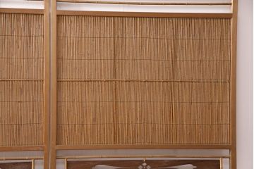 和製アンティーク　透かし彫りがおしゃれな御簾戸4枚セット(建具、簾戸、簀戸、葭戸、夏障子、すど、葦戸)(R-049784)